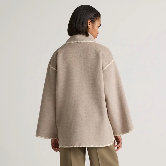 Quince Double-Faced Merino Wool Scarf Coat in Oat - Picture 2 of 7